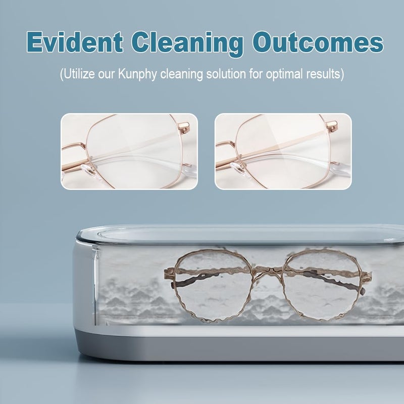 KUNPHY Ultrasonic Retainer Cleaner, 46KHz Professional Ultrasonic Jewelry Cleaner, Retainer Cleaner Machine for Dentures, Braces, Aligner, Dental Appliances - Image 2